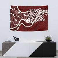 Aloha Hawaii Kalo Pikake Lei Tapestry Chest Tattoo Oxblood Hawaiian Pattern