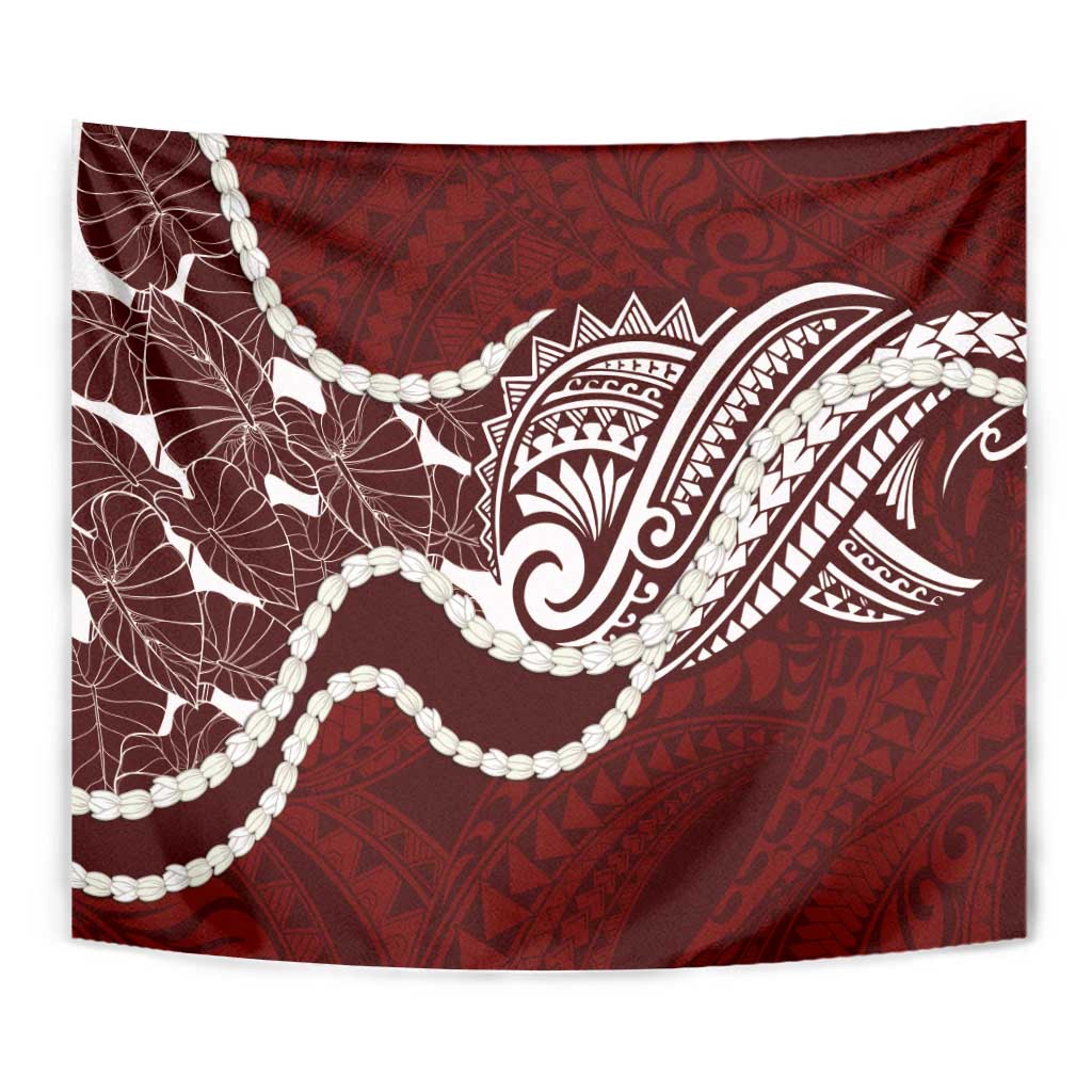 Aloha Hawaii Kalo Pikake Lei Tapestry Chest Tattoo Oxblood Hawaiian Pattern