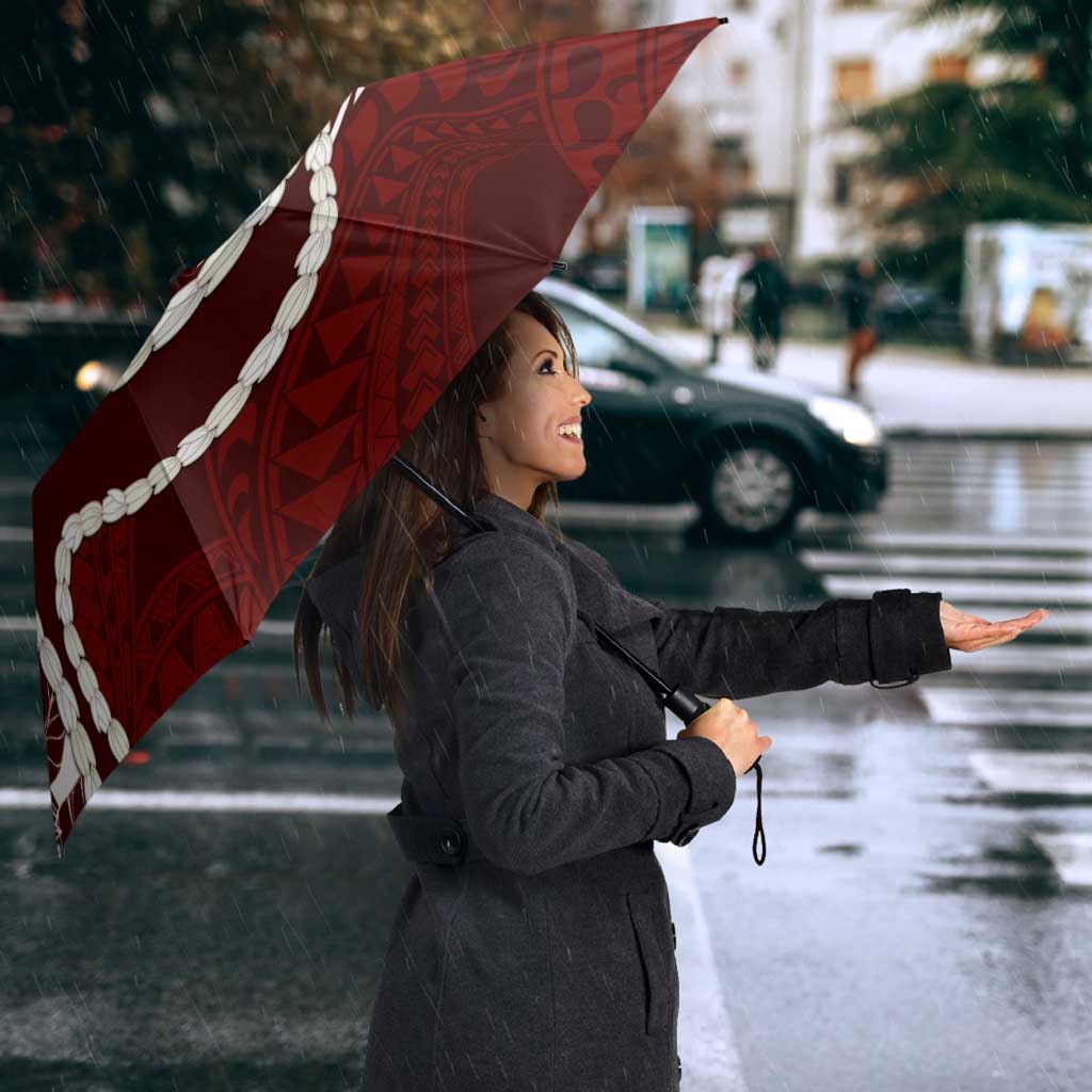 Aloha Hawaii Kalo Pikake Lei Umbrella Chest Tattoo Oxblood Hawaiian Pattern