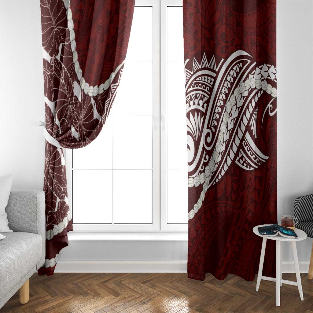 Aloha Hawaii Kalo Pikake Lei Window Curtain Chest Tattoo Oxblood Hawaiian Pattern