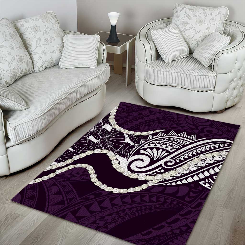 Aloha Hawaii Kalo Pikake Lei Area Rug Chest Tattoo Purple Hawaiian Pattern