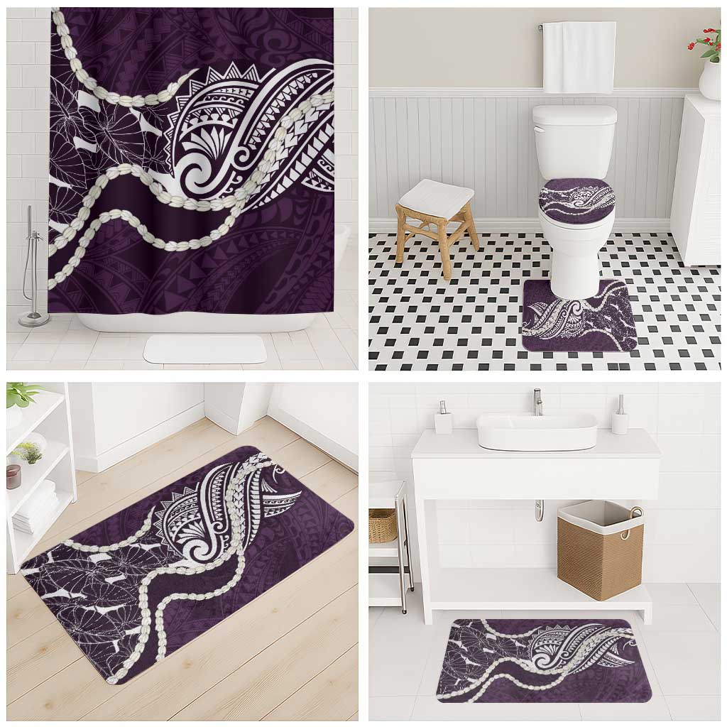 Aloha Hawaii Kalo Pikake Lei Bathroom Set Chest Tattoo Purple Hawaiian Pattern