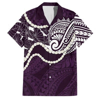 Aloha Hawaii Kalo Pikake Lei Family Matching Mermaid Dress and Hawaiian Shirt Chest Tattoo Purple Hawaiian Pattern