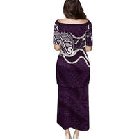 Aloha Hawaii Kalo Pikake Lei Family Matching Puletasi and Hawaiian Shirt Chest Tattoo Purple Hawaiian Pattern