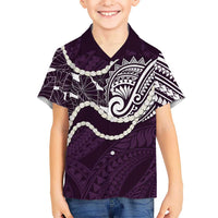 Aloha Hawaii Kalo Pikake Lei Family Matching Puletasi and Hawaiian Shirt Chest Tattoo Purple Hawaiian Pattern