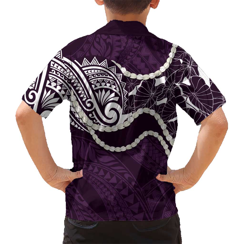 Aloha Hawaii Kalo Pikake Lei Family Matching Summer Maxi Dress and Hawaiian Shirt Chest Tattoo Purple Hawaiian Pattern