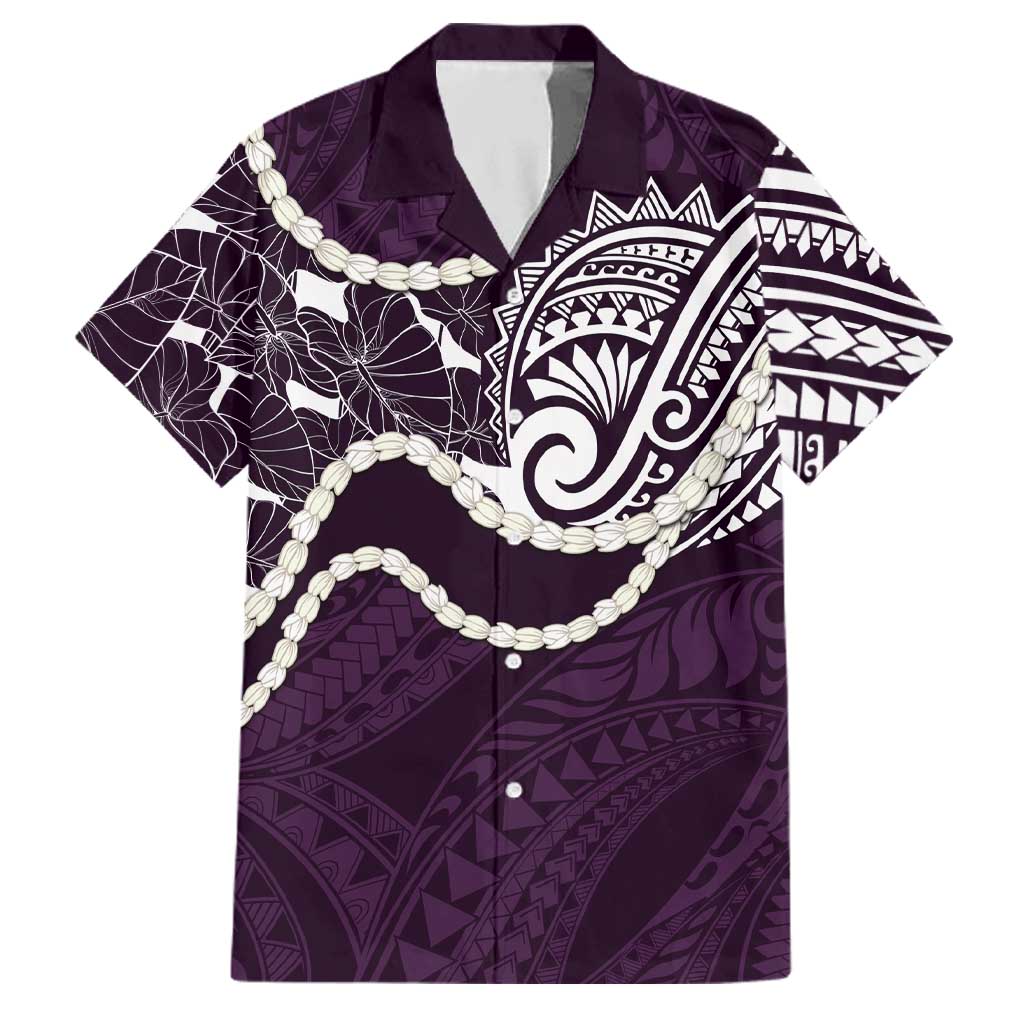 Aloha Hawaii Kalo Pikake Lei Family Matching Summer Maxi Dress and Hawaiian Shirt Chest Tattoo Purple Hawaiian Pattern
