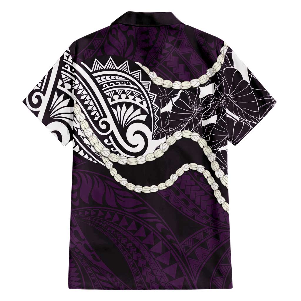 Aloha Hawaii Kalo Pikake Lei Family Matching Summer Maxi Dress and Hawaiian Shirt Chest Tattoo Purple Hawaiian Pattern