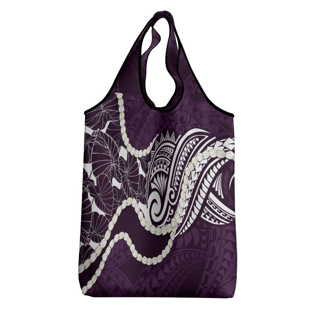 Aloha Hawaii Kalo Pikake Lei Grocery Bag Chest Tattoo Purple Hawaiian Pattern