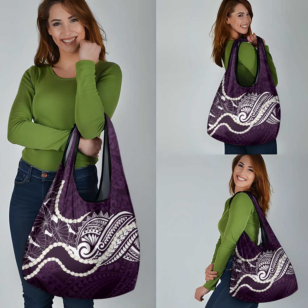 Aloha Hawaii Kalo Pikake Lei Grocery Bag Chest Tattoo Purple Hawaiian Pattern