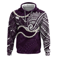 Aloha Hawaii Kalo Pikake Lei Hoodie Chest Tattoo Purple Hawaiian Pattern
