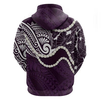 Aloha Hawaii Kalo Pikake Lei Hoodie Chest Tattoo Purple Hawaiian Pattern