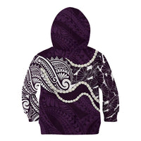 Aloha Hawaii Kalo Pikake Lei Kid Hoodie Chest Tattoo Purple Hawaiian Pattern