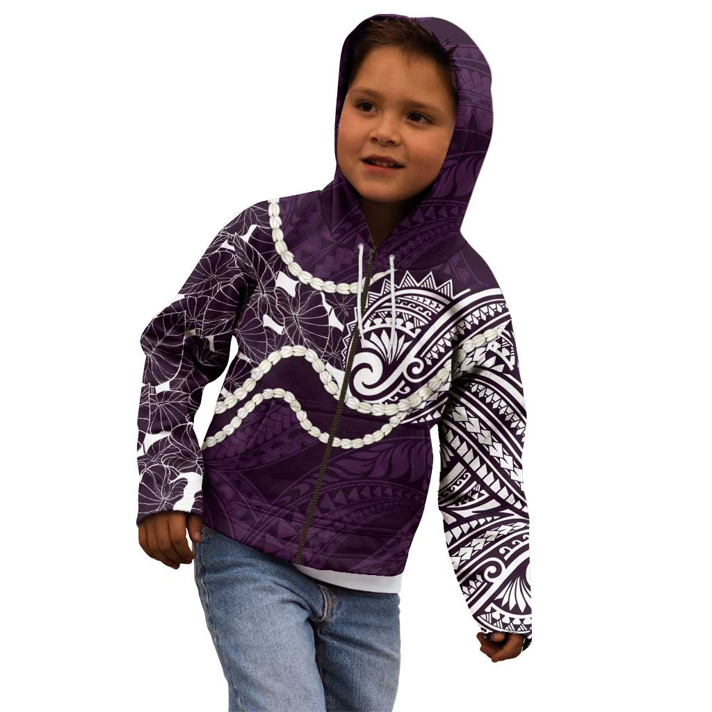 Aloha Hawaii Kalo Pikake Lei Kid Hoodie Chest Tattoo Purple Hawaiian Pattern