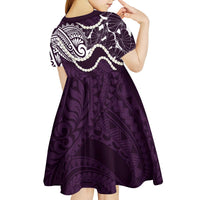 Aloha Hawaii Kalo Pikake Lei Kid Short Sleeve Dress Chest Tattoo Purple Hawaiian Pattern