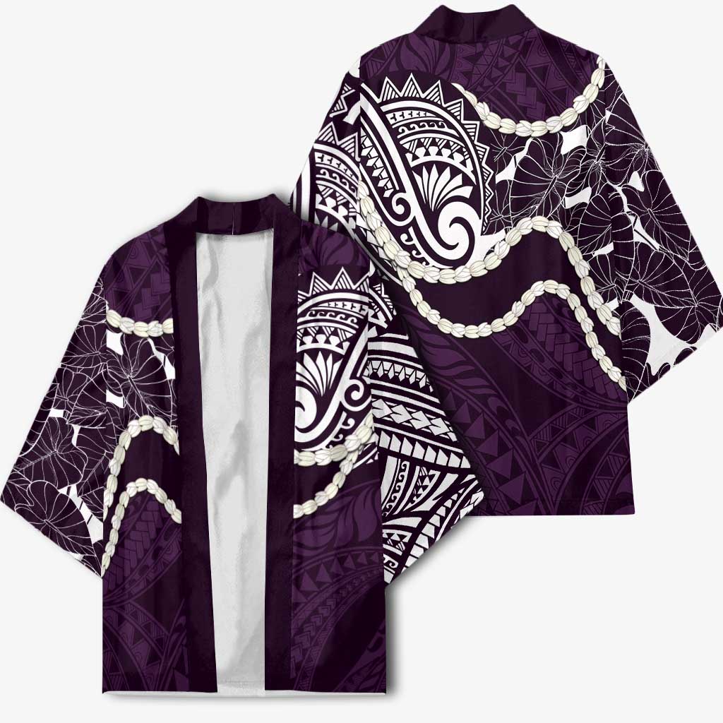 Aloha Hawaii Kalo Pikake Lei Kimono Chest Tattoo Purple Hawaiian Pattern