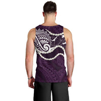 Aloha Hawaii Kalo Pikake Lei Men Tank Top Chest Tattoo Purple Hawaiian Pattern