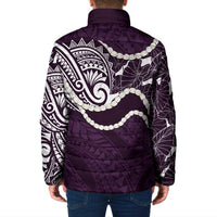 Aloha Hawaii Kalo Pikake Lei Padded Jacket Chest Tattoo Purple Hawaiian Pattern LT14 - Polynesian Pride
