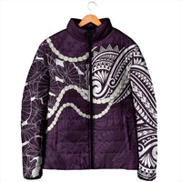 Aloha Hawaii Kalo Pikake Lei Padded Jacket Chest Tattoo Purple Hawaiian Pattern LT14 - Polynesian Pride