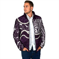 Aloha Hawaii Kalo Pikake Lei Padded Jacket Chest Tattoo Purple Hawaiian Pattern LT14 - Polynesian Pride
