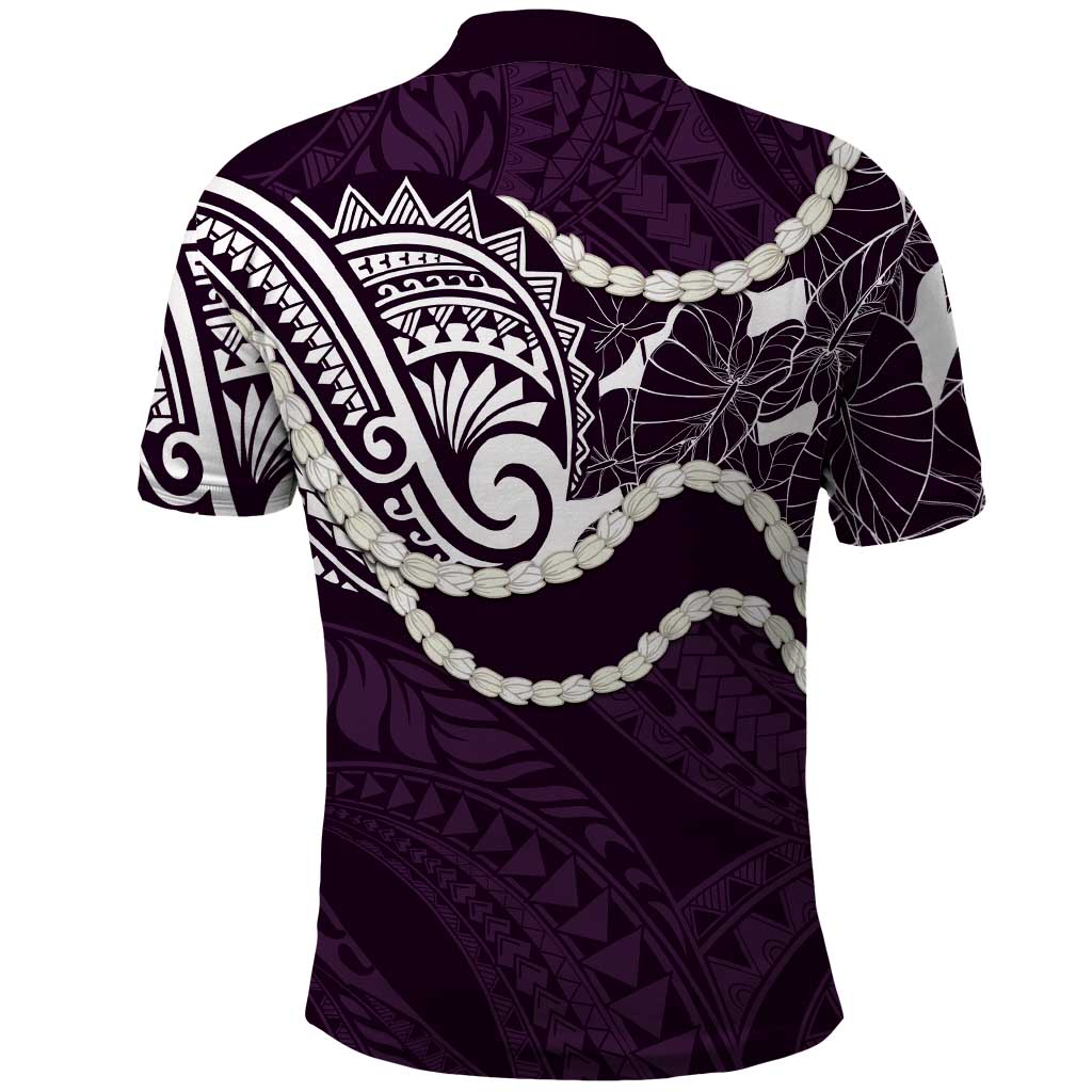 Aloha Hawaii Kalo Pikake Lei Polo Shirt Chest Tattoo Purple Hawaiian Pattern LT14 - Polynesian Pride