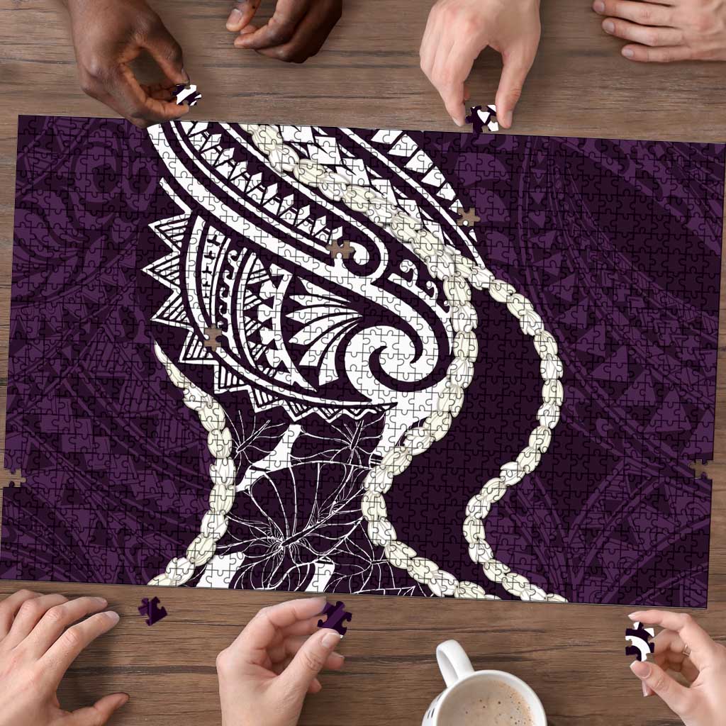 Aloha Hawaii Kalo Pikake Lei Puzzle Chest Tattoo Purple Hawaiian Pattern