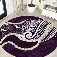Aloha Hawaii Kalo Pikake Lei Round Carpet Chest Tattoo Purple Hawaiian Pattern