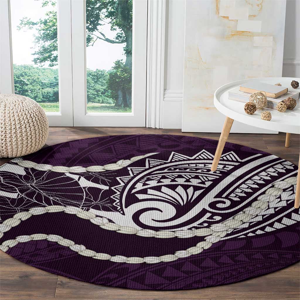 Aloha Hawaii Kalo Pikake Lei Round Carpet Chest Tattoo Purple Hawaiian Pattern