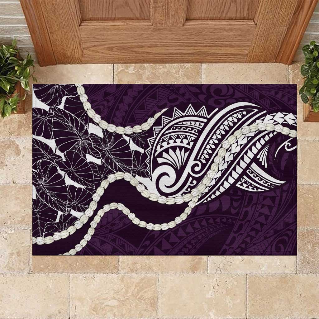 Aloha Hawaii Kalo Pikake Lei Rubber Doormat Chest Tattoo Purple Hawaiian Pattern