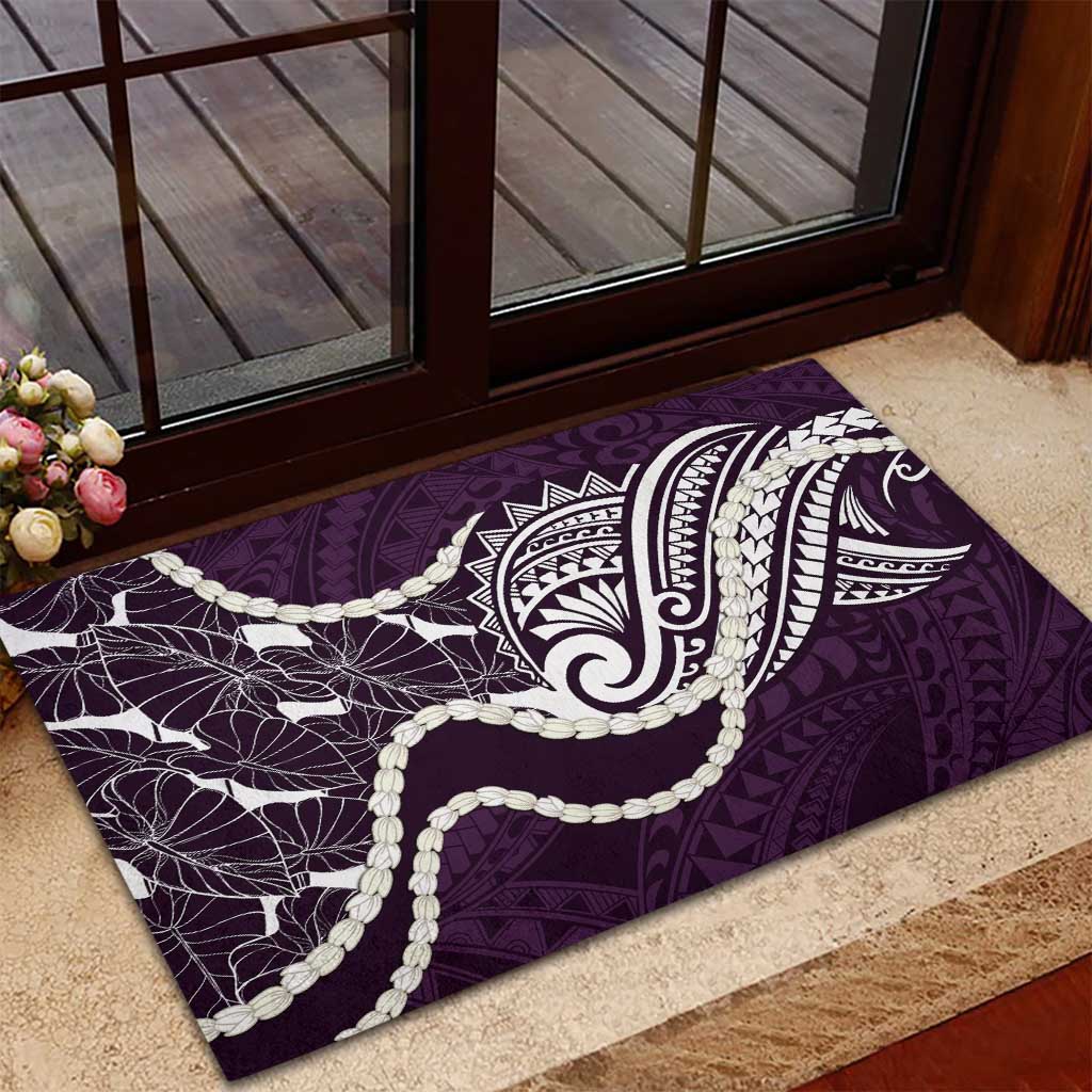 Aloha Hawaii Kalo Pikake Lei Rubber Doormat Chest Tattoo Purple Hawaiian Pattern