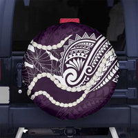 Aloha Hawaii Kalo Pikake Lei Spare Tire Cover Chest Tattoo Purple Hawaiian Pattern LT14 No hole Purple - Polynesian Pride
