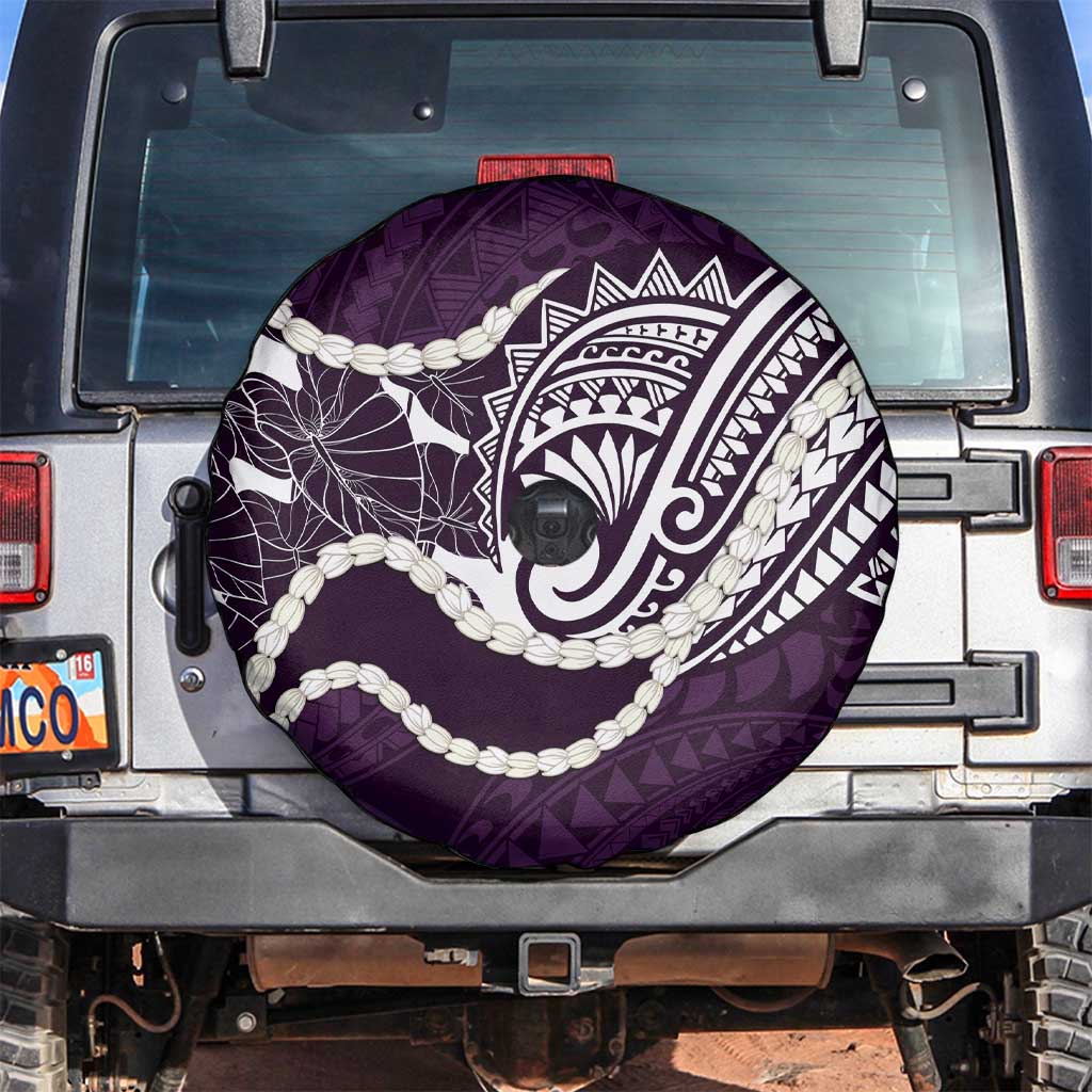 Aloha Hawaii Kalo Pikake Lei Spare Tire Cover Chest Tattoo Purple Hawaiian Pattern LT14 Purple - Polynesian Pride