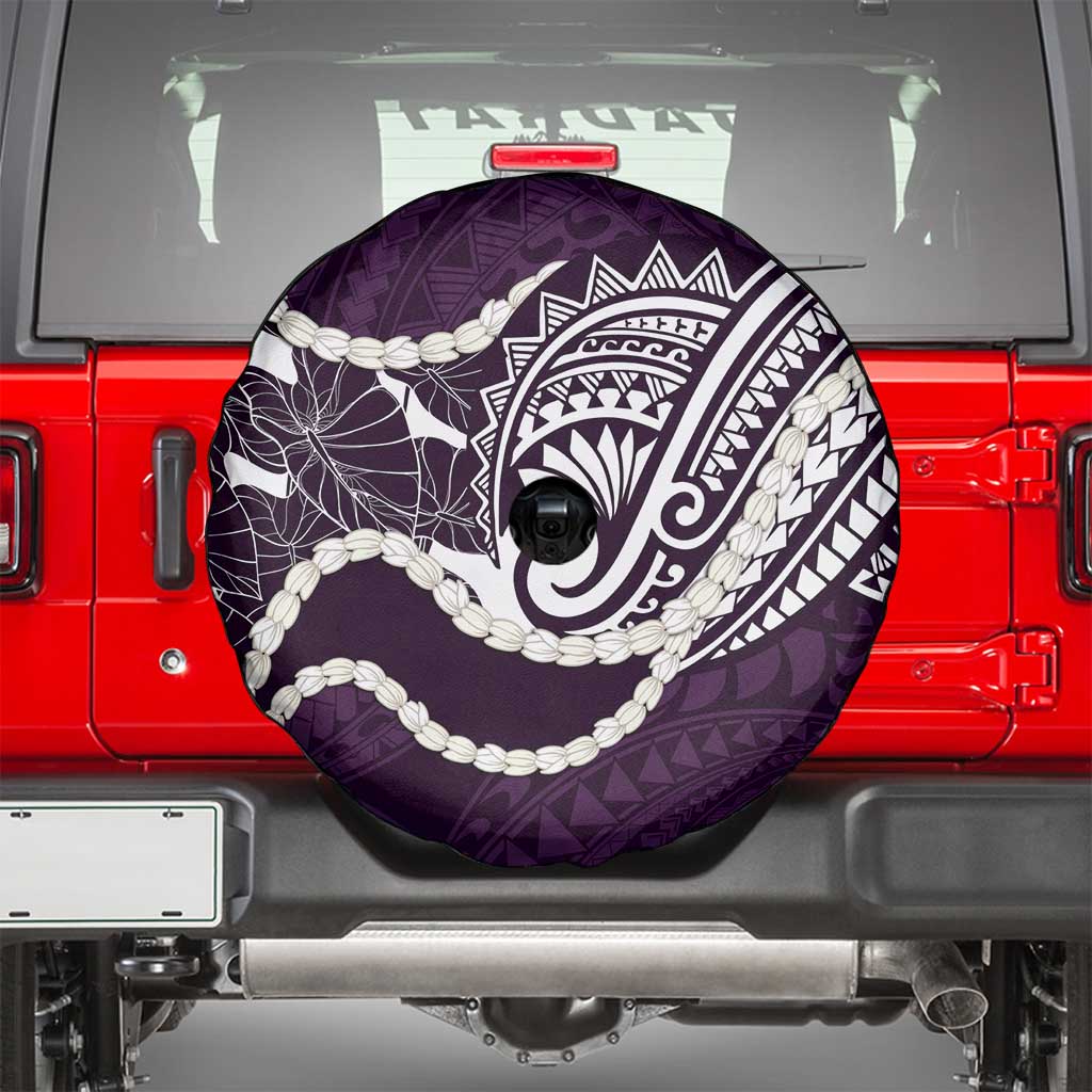 Aloha Hawaii Kalo Pikake Lei Spare Tire Cover Chest Tattoo Purple Hawaiian Pattern LT14 - Polynesian Pride