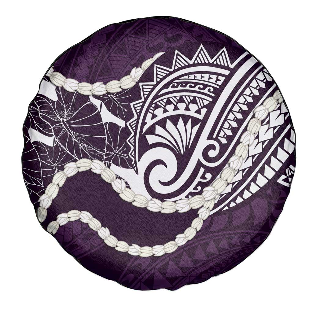 Aloha Hawaii Kalo Pikake Lei Spare Tire Cover Chest Tattoo Purple Hawaiian Pattern LT14 - Polynesian Pride