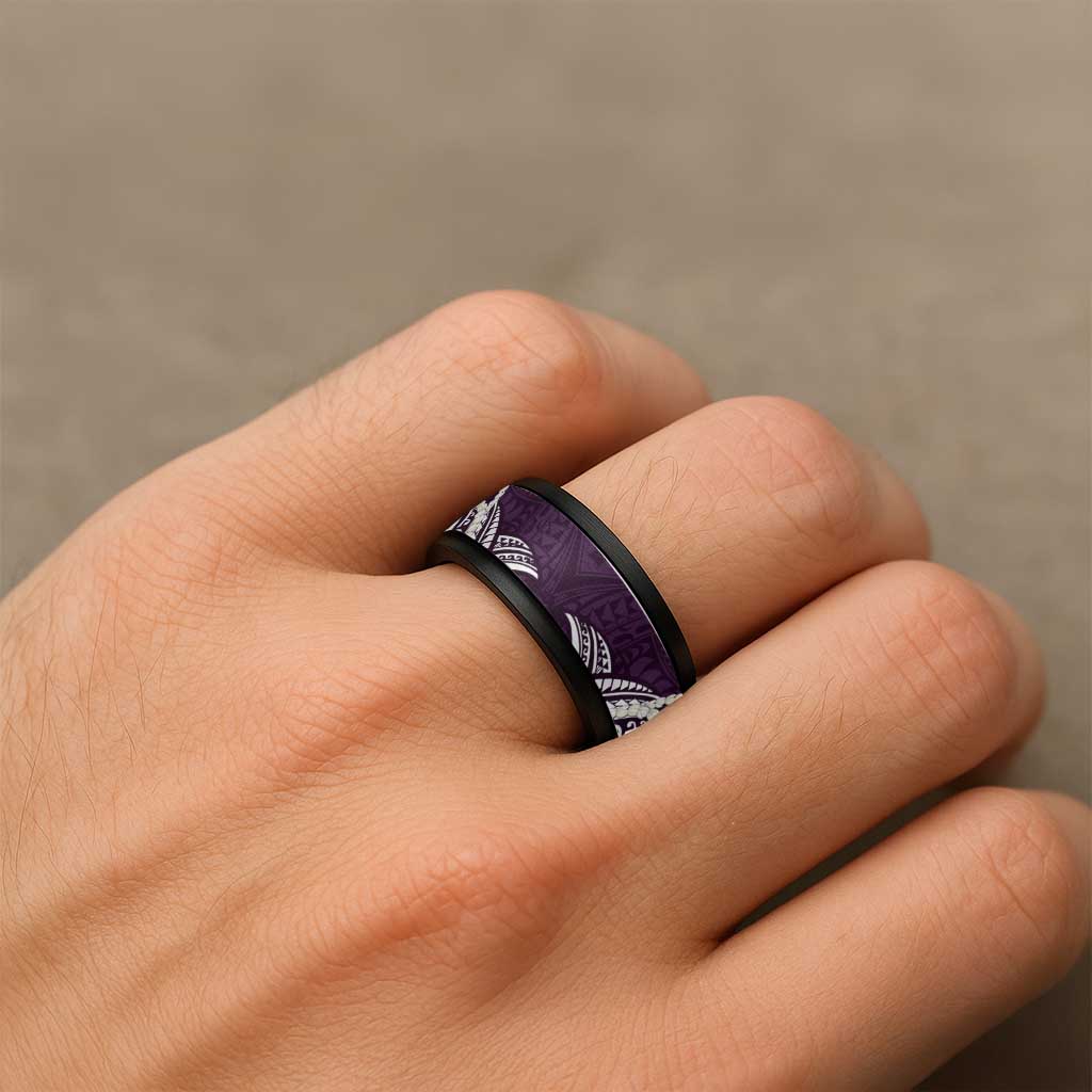 Aloha Hawaii Kalo Pikake Lei Spinner Ring Chest Tattoo Purple Hawaiian Pattern