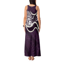 Aloha Hawaii Kalo Pikake Lei Tank Maxi Dress Chest Tattoo Purple Hawaiian Pattern LT14 - Polynesian Pride