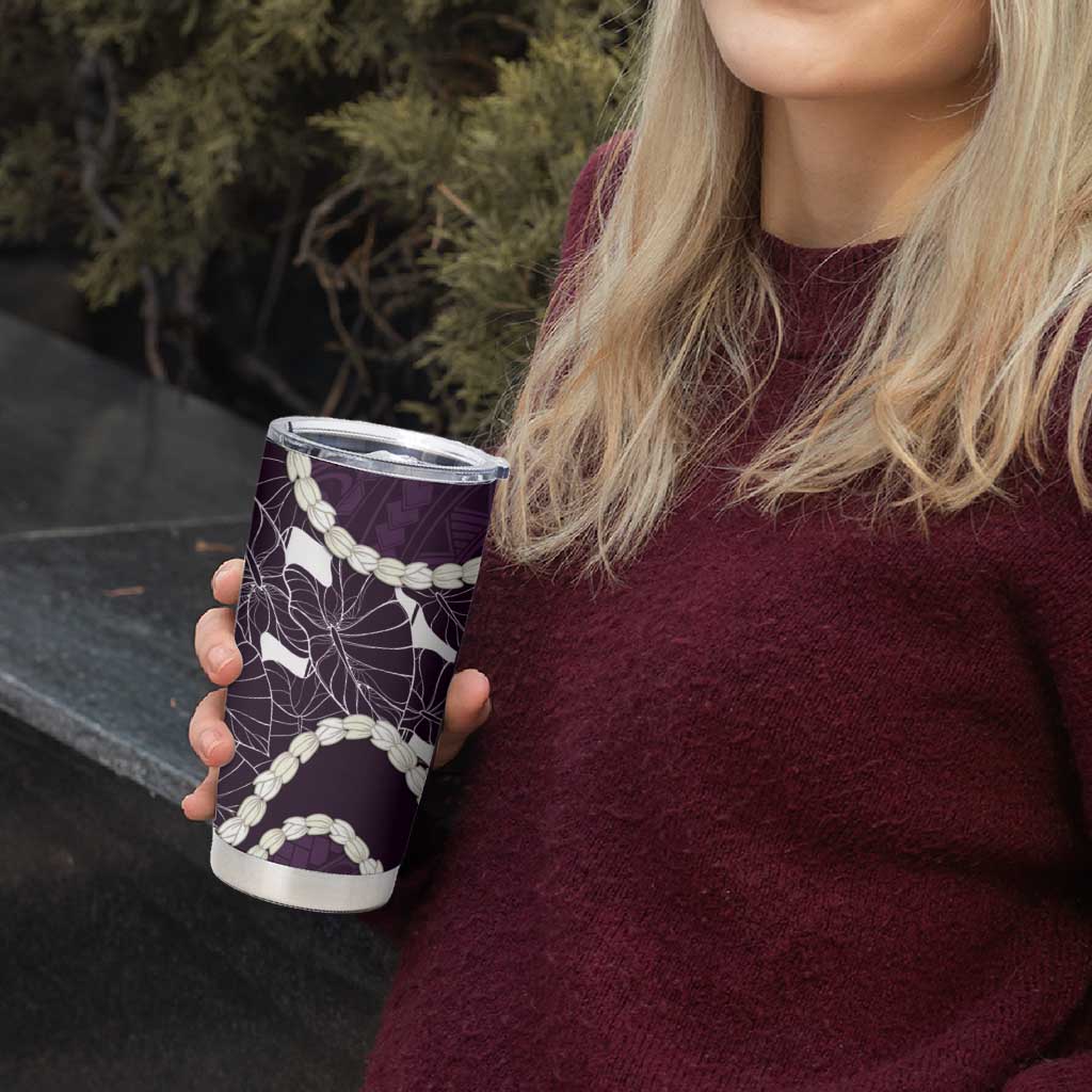 Aloha Hawaii Kalo Pikake Lei Tumbler Cup Chest Tattoo Purple Hawaiian Pattern