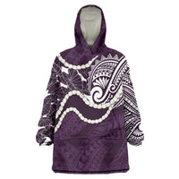 Aloha Hawaii Kalo Pikake Lei Wearable Blanket Hoodie Chest Tattoo Purple Hawaiian Pattern LT14 One Size Purple - Polynesian Pride