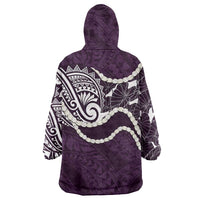 Aloha Hawaii Kalo Pikake Lei Wearable Blanket Hoodie Chest Tattoo Purple Hawaiian Pattern LT14 - Polynesian Pride