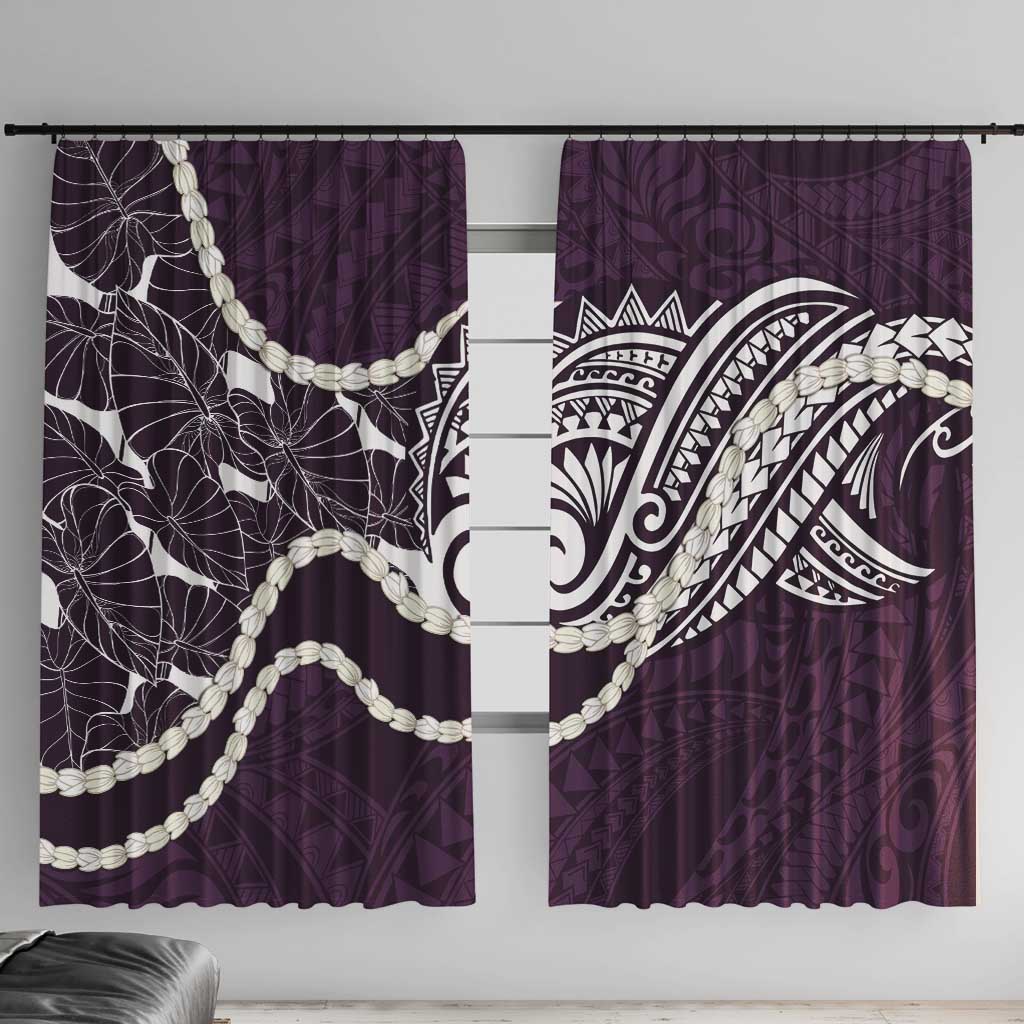 Aloha Hawaii Kalo Pikake Lei Window Curtain Chest Tattoo Purple Hawaiian Pattern