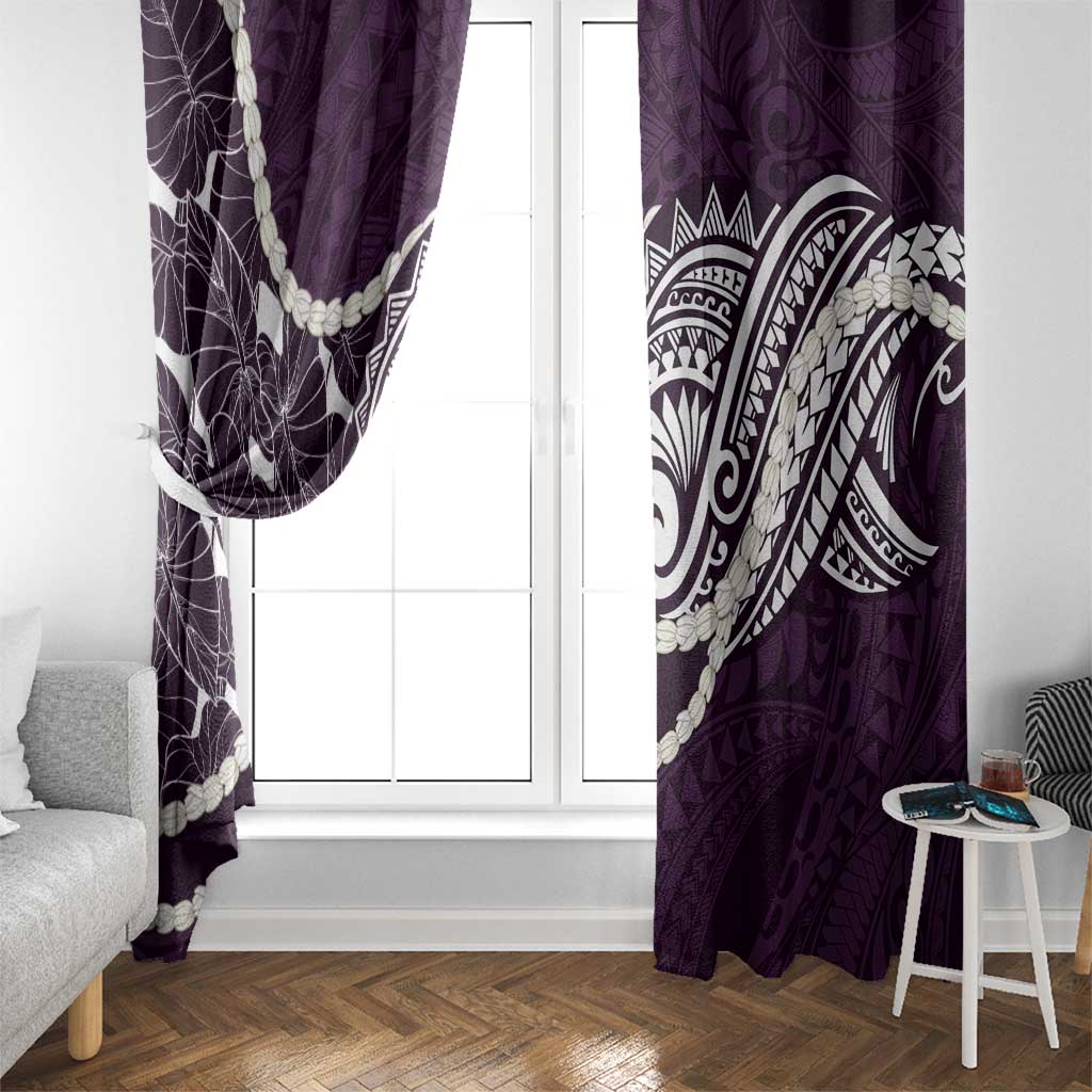 Aloha Hawaii Kalo Pikake Lei Window Curtain Chest Tattoo Purple Hawaiian Pattern