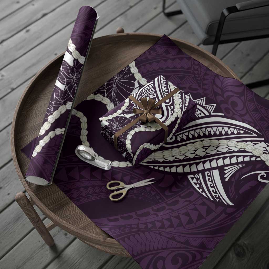 Aloha Hawaii Kalo Pikake Lei Wrapping Paper Chest Tattoo Purple Hawaiian Pattern