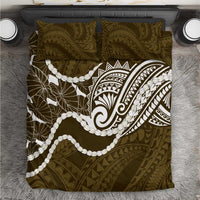 Aloha Hawaii Kalo Pikake Lei Bedding Set Chest Tattoo Gold Hawaiian Pattern