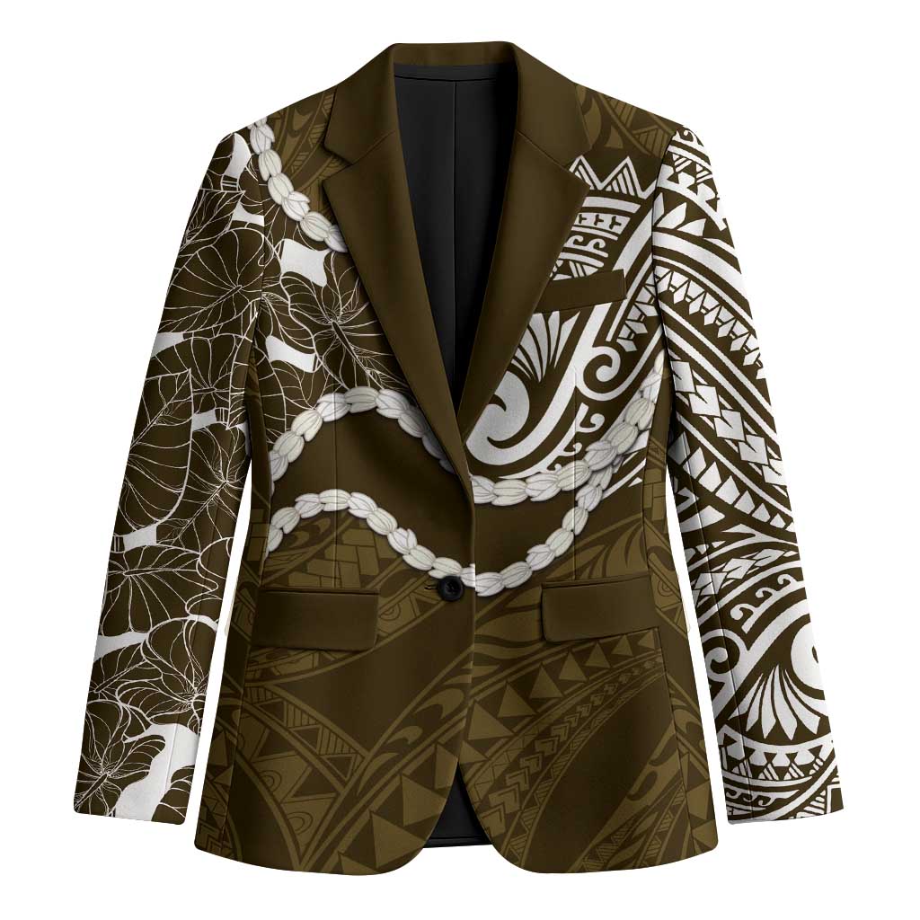 Aloha Hawaii Kalo Pikake Lei Blazer Chest Tattoo Gold Hawaiian Pattern