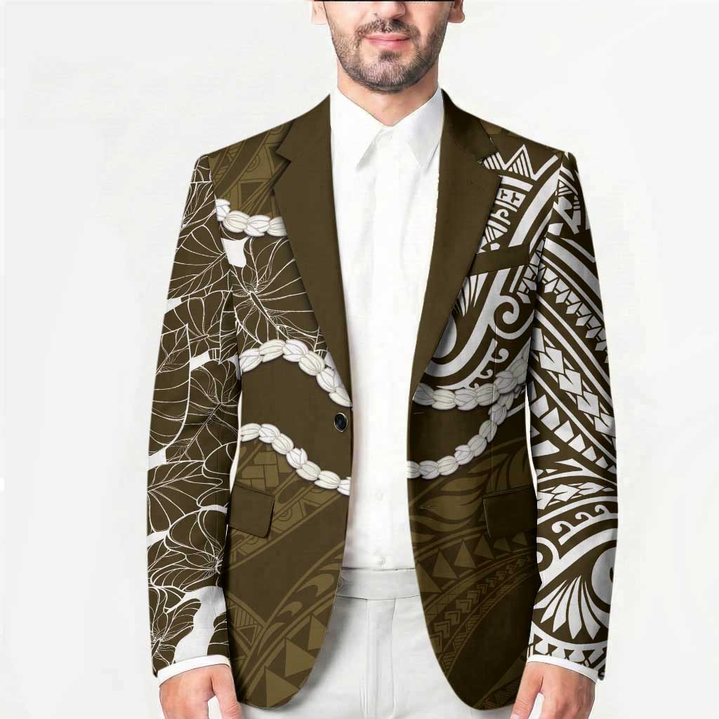 Aloha Hawaii Kalo Pikake Lei Blazer Chest Tattoo Gold Hawaiian Pattern LT14 - Polynesian Pride