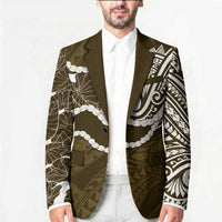 Aloha Hawaii Kalo Pikake Lei Blazer Chest Tattoo Gold Hawaiian Pattern LT14 - Polynesian Pride