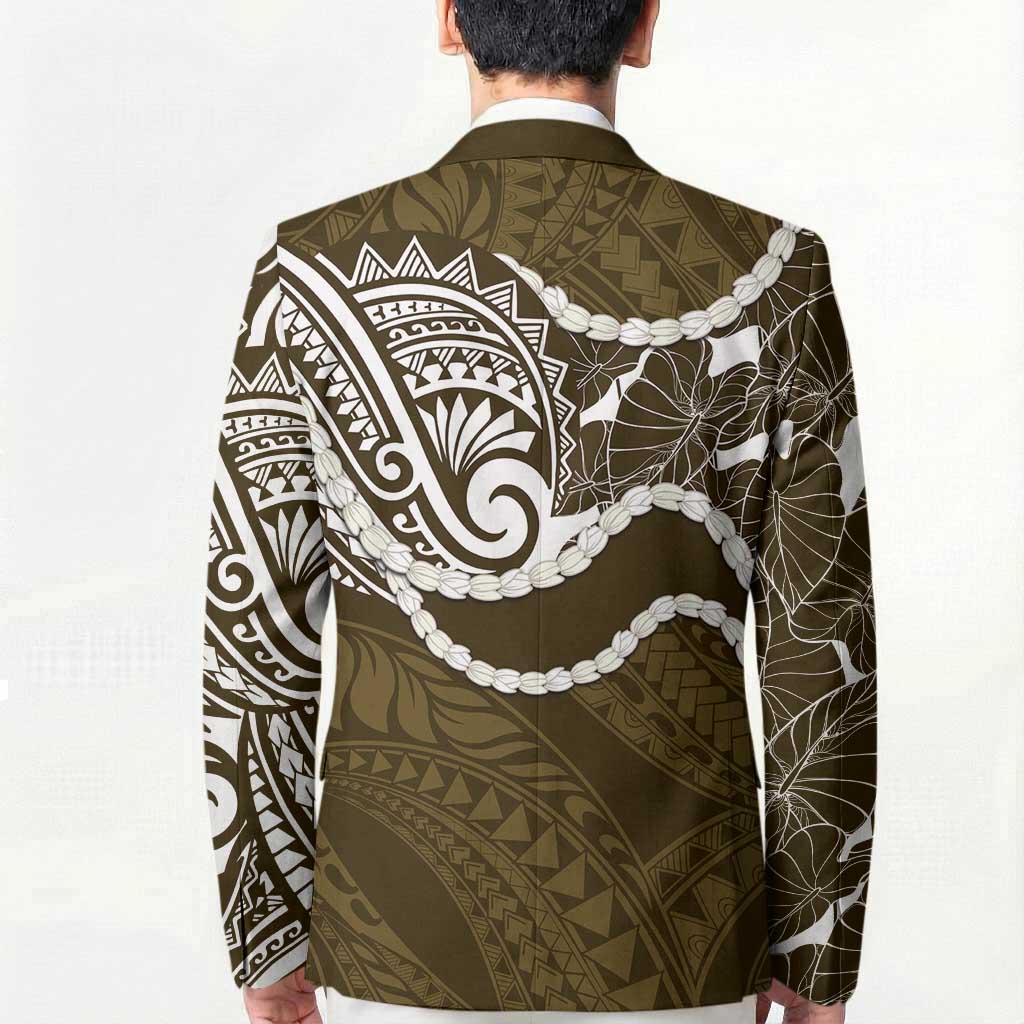 Aloha Hawaii Kalo Pikake Lei Blazer Chest Tattoo Gold Hawaiian Pattern LT14 - Polynesian Pride