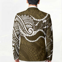 Aloha Hawaii Kalo Pikake Lei Blazer Chest Tattoo Gold Hawaiian Pattern LT14 - Polynesian Pride