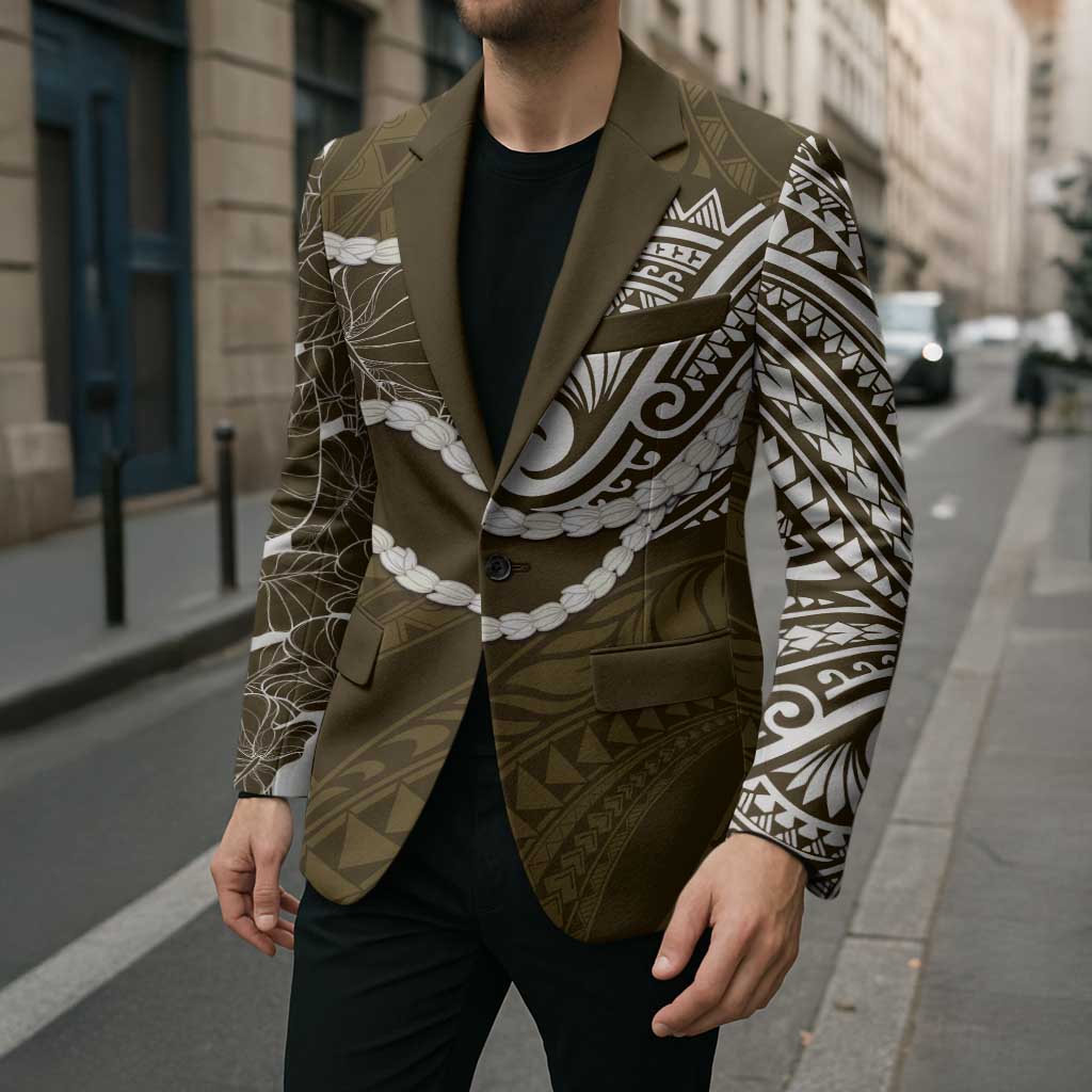 Aloha Hawaii Kalo Pikake Lei Blazer Chest Tattoo Gold Hawaiian Pattern LT14 - Polynesian Pride