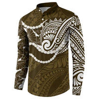 Aloha Hawaii Kalo Pikake Lei Button Sweatshirt Chest Tattoo Gold Hawaiian Pattern